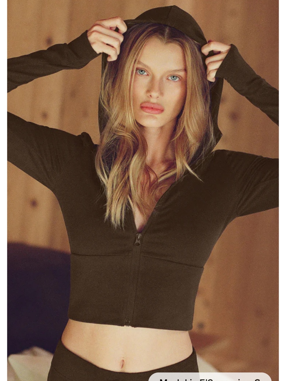 ALO Yoga Cropped Olive Zip-Up Hoodie